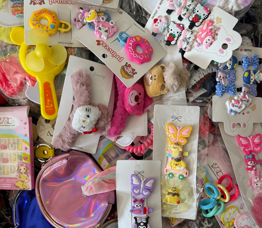 mix Kids hair accessories available in wholesale Rs.2700/- per kg 12kg box Total amount Rs.33500/- with delivery